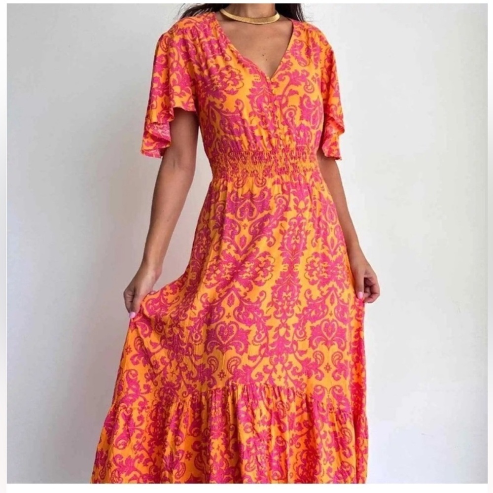 ANTHROPOLOGIE ABEL THE LABEL
Floral Dress Womens Maya Hi Low Size XS Pink Orange - Picture 1 of 6